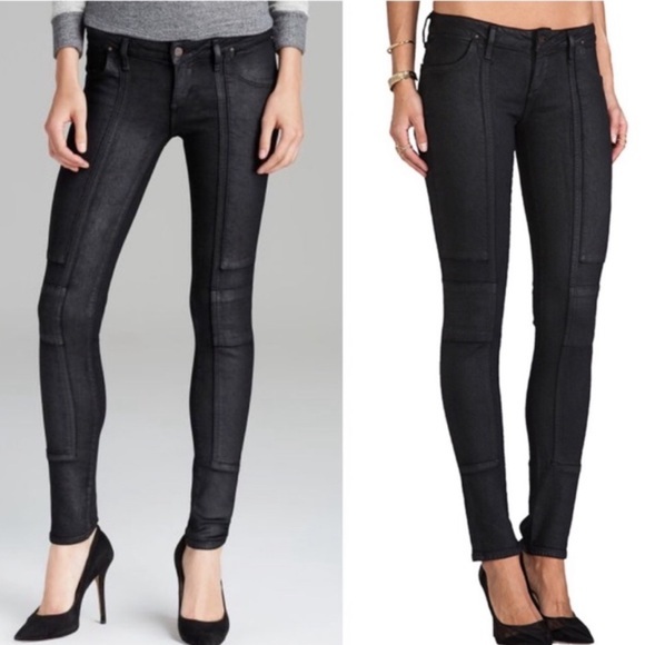 Citizens Of Humanity Denim - Citizens of Humanity Logan Moto Skinny Jerome Dahan Black Pants Low Rise Size 26